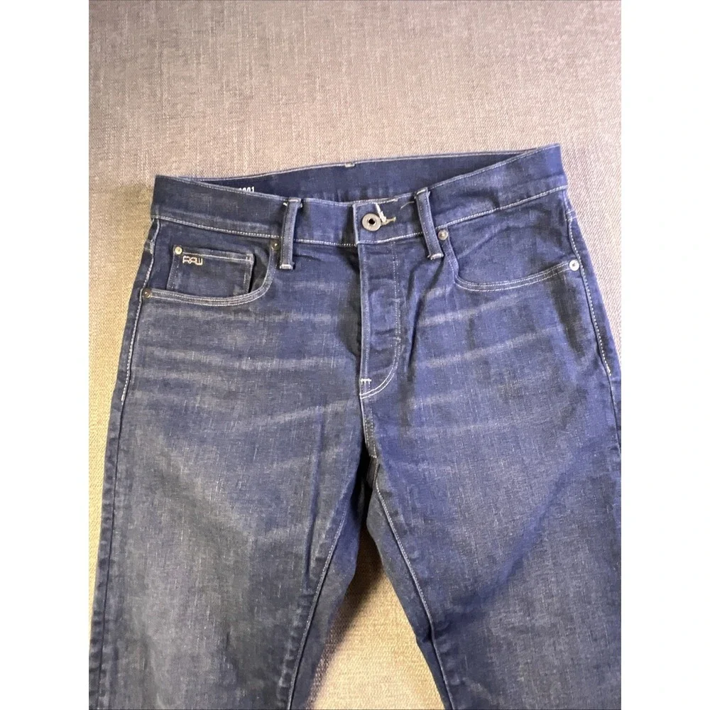 G-Star Raw 3301 Slim Fit Button Fly Dark Wash Denim Jeans Size Men's 32x29 Blue